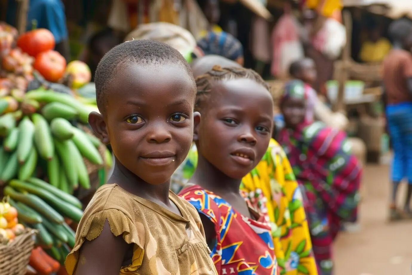 Ein afrikanisches Kind auf einem Markt.
